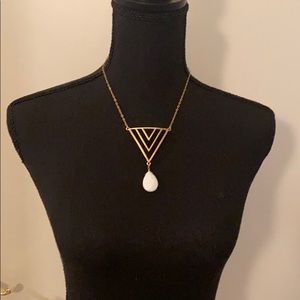 BCBG Gold and White Statement Necklace
